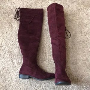 Charlotte Russe maroon colored over the knee boots